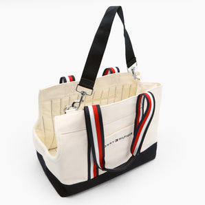 Tommy Hilfiger Canvas Dog Tote Bag, Desert Sky/Red, Small